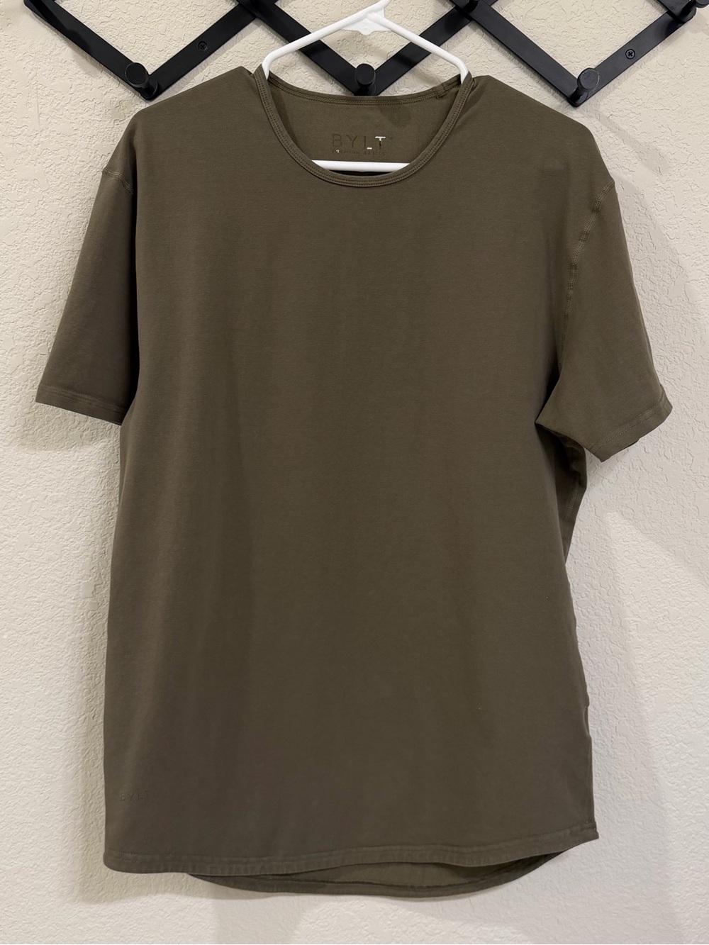 BYLT Basics Men’s Drop-Cut LUX Tee Army Green, Large
